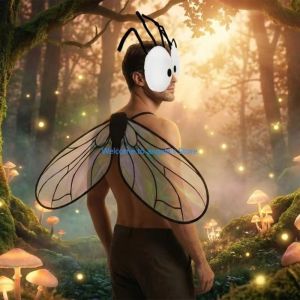ED Sparkle Fly Wings Insect Bugs Cosplay Fly Wings Lightweight Elastic Straps Kids Party Wings Women