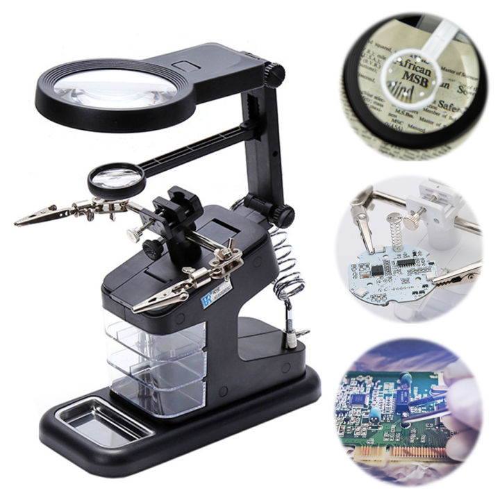 Table Top Lab Magnifier Helping hands Professional Table LED Magnifying Laboratory lamp led ...
