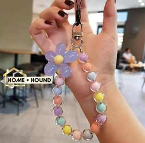 HOME+HOUND Cell Phone Charm Lanyard Anti-lost Flower Beaded Car Keychain Wrist Strap Hand-held Mobile Phone Case Pendant