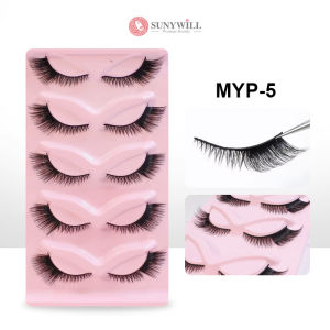Sunywill 5 Pairs Fox False Eyelashes 3D Natural Fluffy Faux Mink Eye Lashes Cat EyeLash for Party Daily Makeup