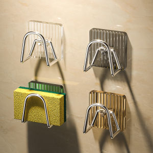 Acrylic Sink Sponge Holder Kitchen Sponge Holder Stainless Steel Sponges Rack Self Adhesive Wall Hook Kitchen Storage Racks