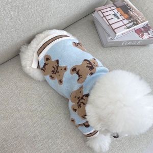 HEALMEYOU Knitted Dog Sweater Bear pattren Warm Pet Dog Clothes  Comfort Pet Outfit for Small Medium Dogs Chihuahua Puppy Pet