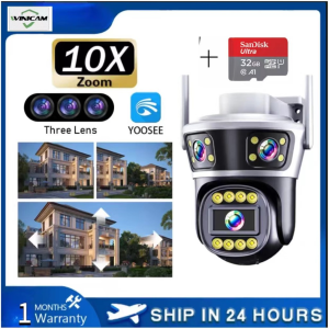 12MP CCTV Camera three lens and three screen 360 degree HD night vision camera wireless network remote connection mobile phone outdoor waterproof 360 HOME