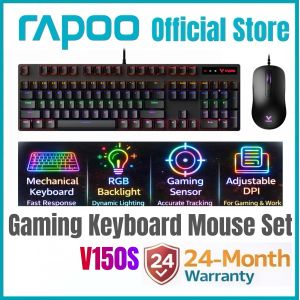 RAPOO V150S Wired Gaming Keyboard Mouse Combo – Mechanical RGB Keyboard V500 Pro & V22S High-Precision Gaming Mouse