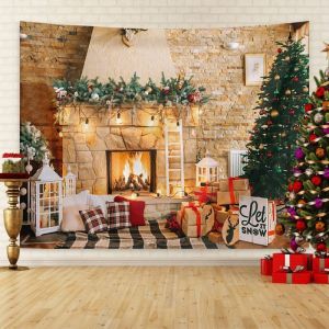ฉากหลังคริสต์มาส ins ผ้าแขวนตกแต่งฉากหลังภาพลม ผ้าแขวนขนาดใหญ่ ตกแต่งฉากต้นคริสต์มาสและหิมะ