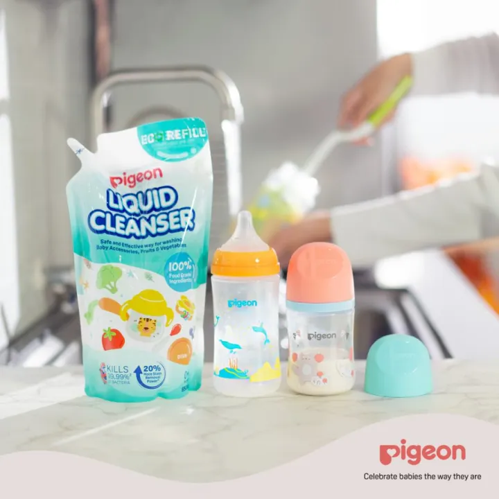 Nước Rửa Bình Sữa Pigeon Hương Tự Nhiên Tươi Mát 100% Thành Phần Thực Phẩm, Diệt 99.99% Vi Khuẩn