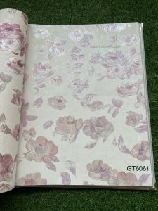 Wallpaper Premium Motif Bunga Lavender Aksen Gliter Modern Design Teksture Embossed Terbaik