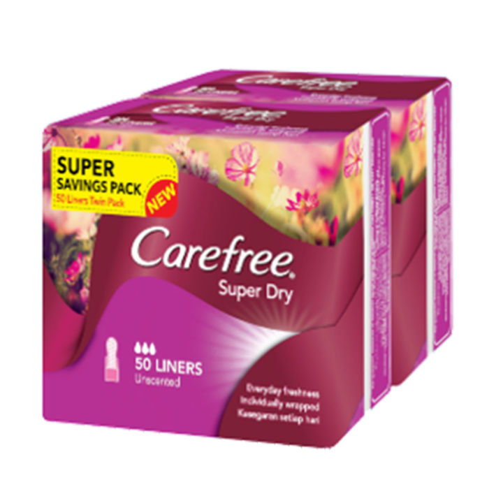 CAREFREE Super Dry Unscented Liners 2 x 50's | Lazada