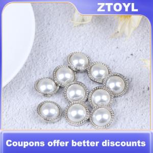 【ZTOYL】 10pcs Pearl Metal Shank Buttons for Sewing Scrapbooking DIY Craft Decoration