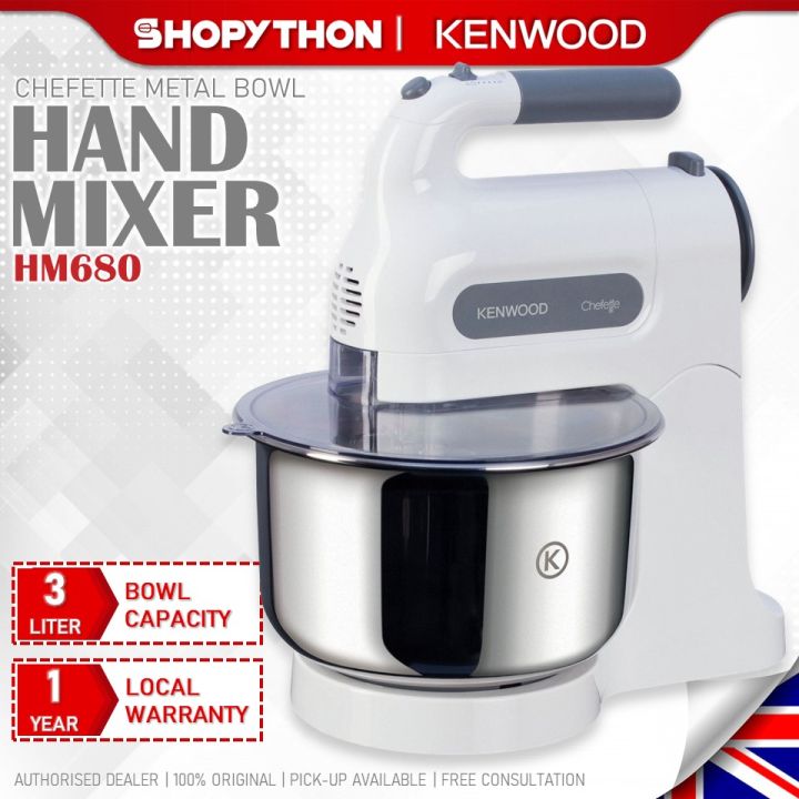KENWOOD Chefette Metal Bowl 5 Speeds Hand Mixer HM680 White (3.0L/350W) 2 in 1 Stand Mixers