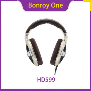 Sennheiser HD599 Open-Back Audiophile Headphones Ivory Beige Wired Over-Ear Design Velvet Earpads 3.5mm 6.3mm Connectors