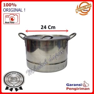 Panci Stainless Tinggi Plus Steamer Stockpot Steamer Dandang Kuah Stainless