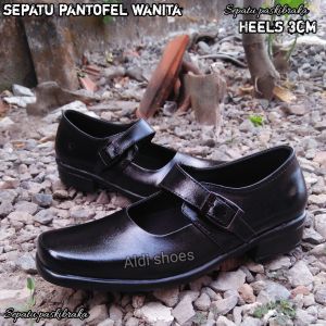Sepatu Pantofel Wanita Hak 3 Cm Hitam Sekolah Paskibra Kantor