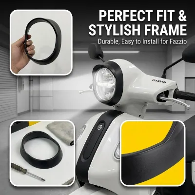MOKOTO Headlight Trim Ring Cover for Fazzio Carbon Fiber Pattern 16x19.5cm Motorcycle Front Lamp Styling Accessory