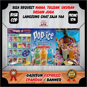 Spanduk Banner Minuman Pop Ice Blender Viral Kekinian - Banner Bener Jualan Minuman Pop Ice Segar