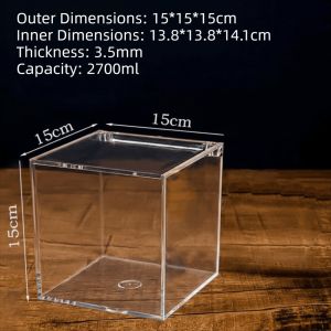 WUXU Square Cube Acrylic Box Stackable Design With Lids Clear Cube Box Display Case Transparent Case Display Box Jewelry Storage
