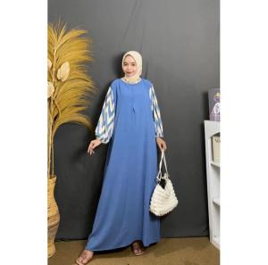 Dress Gamis Rayon Kombinasi Crinkle Busui Dress Panjang Long Muslimah