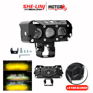 1 SET Upgrade 4-LED Super Bright Mini Driving Light 80W Dual Color Hi/Lo Motorcycle Auxiliary Light with Ballast-Funtimes Original