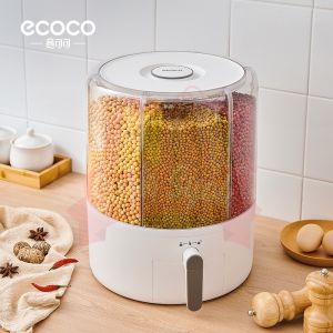 SyokSyok ECOCO 6 Smart Moisture-Proof Compartment Rotating Rice Dispenser Food Storage Bucket Rice & Grain Storage
