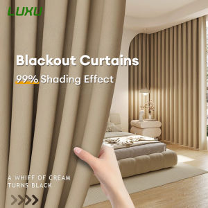 LUXU 1pc Full Shading Curtain Soundproof Heat Blackout Curtain With 8 Rings For Living Room Bedroom