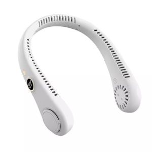 Neck Fan LED Display 5 Levels Adjustable No twisting of hair