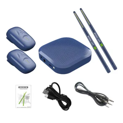Virtual Electronic Drum Set Electric Pocket Air Drum Kit with Drumsticks Pedals Audio Converter for Adults Kids Beginners