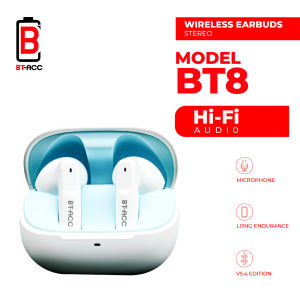 BT-ACC TWS BT8 Wireless Bluetooth Earphone Headset Headphone Earbuds Tws Hifi Surround Tws Bluetooth - White - BT8