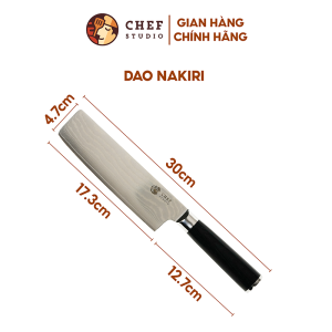 Dao Nakiri Chefstudio - Damascus Basic độ dài 17.3cm chuyên dùng thái thịt cá thái rau củ và gọt hoa quả