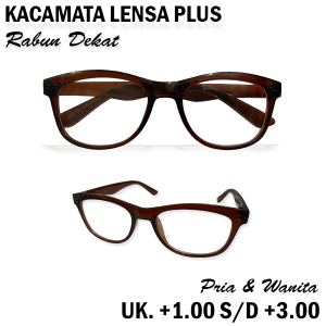 Kacamata Plus Rabun Dekat Baca +1.00 sampai +3.00 Bingkai Coklat Ringan Tebal Kokoh Gaya Korea Style Model Terbaru - COCOK DI PAKAI PRIA WANITA - KACAMATA RABUN DEKAT