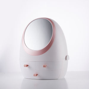 Pro Multi Functional Cosmetic Storage Box With HD Mirror portable makeup table beauty box case 美妆收纳 镜子抽屉式手提 桌面护肤品防尘化妆盒 收纳柜