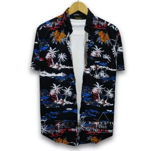 Kemeja Pria Hawai Hem surving Kemeja Pantai Abstrak Vintage Casual Lengan Pendek Retro Rayon Viscose