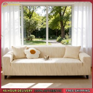 Winnereco Knitted Jacquard Sofa Cover with Pillowcase Jacquard Couch Slip Cover Machine Washable for Kids Pets Friendly Home Decor