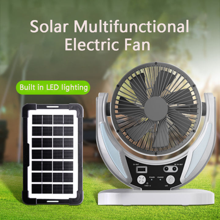 6-inch Solar Fan USB with Electric Fan Outdoor Camping Fan with led ...