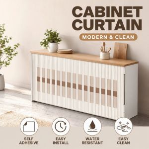 Yummy.miya Self Adhesive Kitchen Cabinet Curtain Polyester Modern Geometric Dust Cover Bathroom Wardrobe