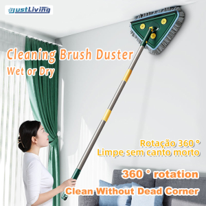 JustLiving Cây Lau Nhà Hình Tam Giác Xoay 360 ° Có Thể Điều Chỉnh Cây Lau Nhà Vệ Sinh Tường 150Cm Cây Lau Nhà Vệ Sinh Rửa Xe Hơi Trần Nhà Kính Cây Lau Bụi Tường Phẳng Loại Bỏ Cây Lau Kính Lớn Gia Dụng Chổi Lau Kính Cửa Sổ