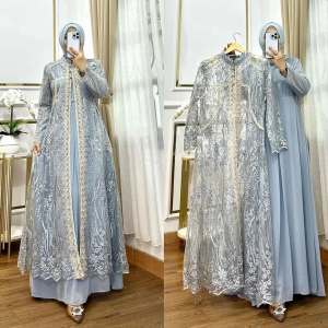 Dress Outer Brukat Lepas Pasang Inner Outer Cerutty Sleting Depan Busui Friendly Bisa Untuk Kondangan Dan Acara Pesta Menerima Pesanan Seragaman 2025 Ready Sampai Ukuran Jumbo 3XL Bisa COD