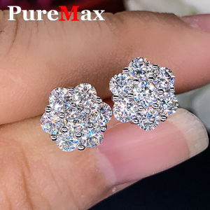 Elegant Gold Flower Full 2.5/3/5mm D Color Moissanite Stud Earrings for Women Silver 925 Engagement GRA Certified Earring Gift2026