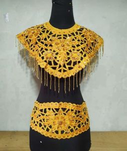 Renda Bordir Full Payet Untuk Seragam Tari Dsb Motif Rembulan