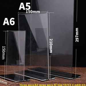 Standee Menu Mica A4 Menu để bàn A5 A6 Đế lùa 02 mặt Mica Đài Loan MOGEE