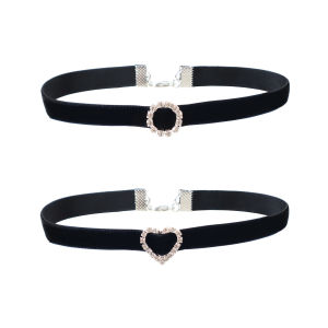 ZEEMIN Ultra-flash rhinestone สีดำกำมะหยี่ผู้หญิงคอปกเรียบง่ายสง่างามเซ็กซี่ chocker คอสั้นสร้อยคอกระดูกไหปลาร้า