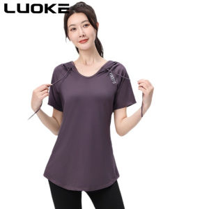 Luoke 运动衣Slimming new oversized yoga suit womens sports set running suit loose fitting fitness t-shirt