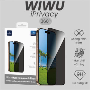 Kính cường lực chống nhìn trộm 360° WIWU Privacy Glass cho iPhone 17 Pro Max / Pro / Air /  16  15 Pro Max 14 Plus 13  12  11  Xr