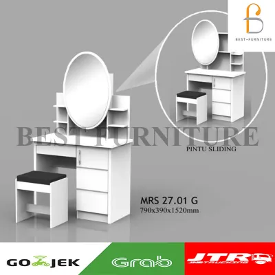 Best Meja Rias Putih Sliding Minimalis Meja Rias Kaca Lampu LED