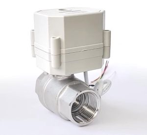 วาล์วควบคุม 0-5V 0-10V หรือ 4-20mA 1/2 วาล์ว V แบบ 2 ทาง ทองเหลือง/SS304 DN15 จ่ายไฟ DC12V สำหรับการควบคุมการปรับน้ำ