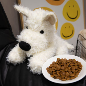 JOJO CASTLE Adorable Fluffy Hair West Highland White Terrier Plushie 20/27/37cm Soft Puppy Plush Toy Stuffed Lifelike Animals Baby Appease Sleep Doll
