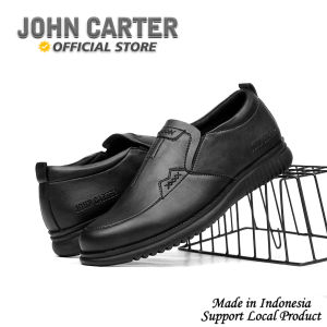 John Carter Nicolo Sepatu Loafers Slip-On Formal Kasual Pria Hitam