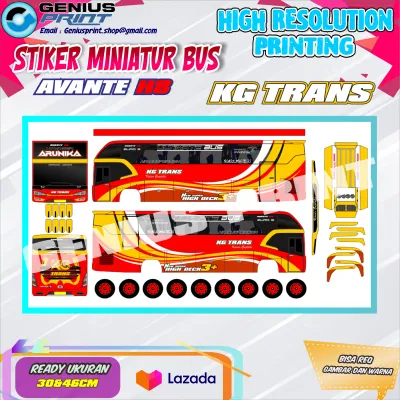 Stiker A3 Miniatur Bus Avante H8 Livery Agung Sejati | KG Trans | RAYA | Sugeng Rahayu | Nafit Trans | Putri Luragung | Kramat Djati | Pahala Kencana Uk. 30/46cm