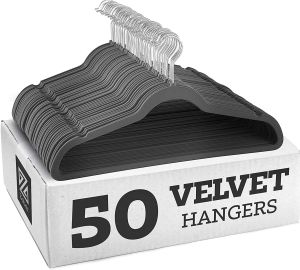 45cm Velvet Non-Slip Anti Slip Clothes Hanger Cloth Coat Hangers Pants Laundry Organiser- 50pcs per Set [SG SELLER]