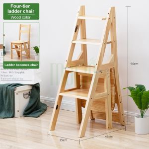 LACC Ladder Chair High Quality Folding Dual Use Solid Wood Ladder Domestic Foldable Stool Loading 500kg Bamboo Multifunctional Chair Indoors