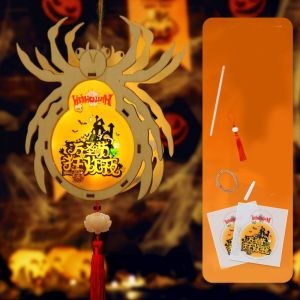 EKILLERLY Glowing Halloween Lantern DIY Luminous Handheld Handmade Lantern Portable Bats Halloween Pumpkin Lantern DIY Materials bag